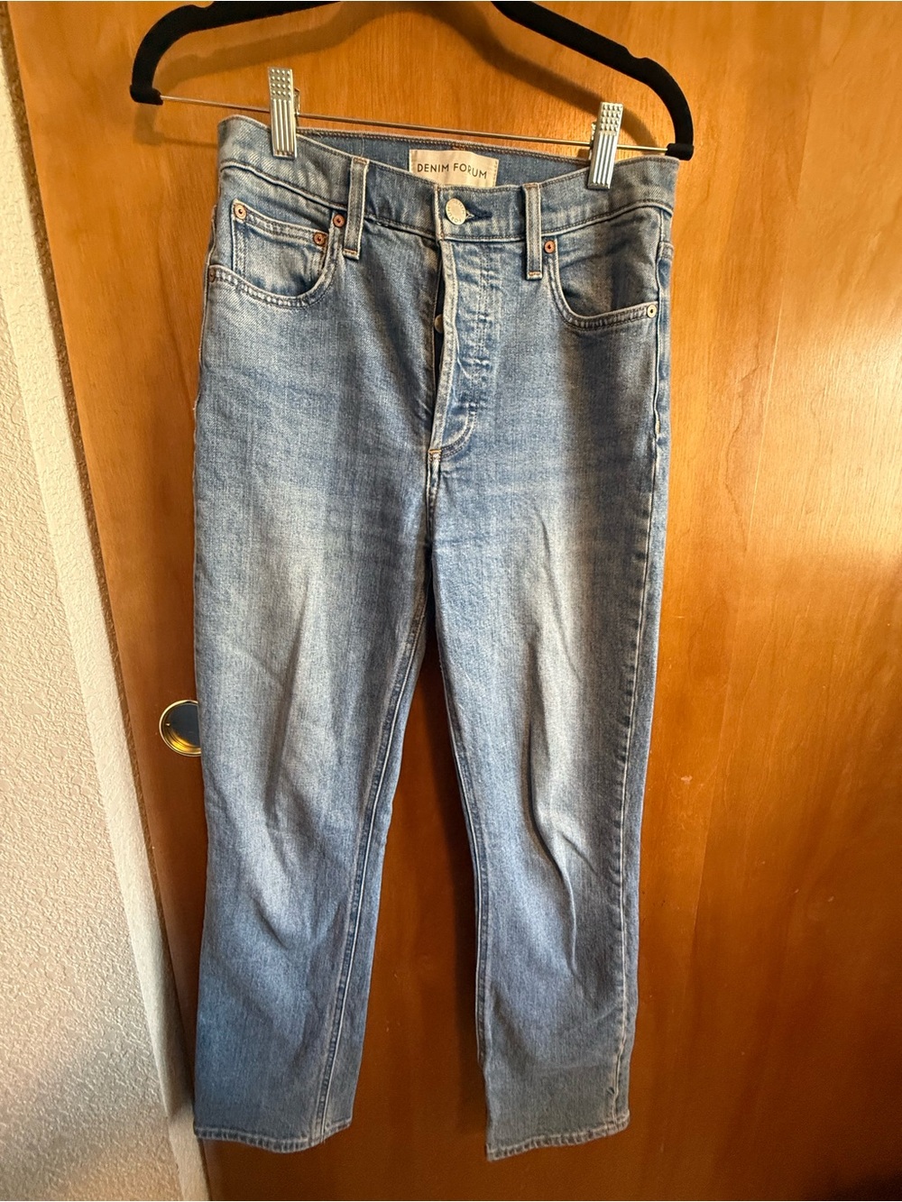 Denim Forum woman’s Light Blue Straight-Leg Jeans
